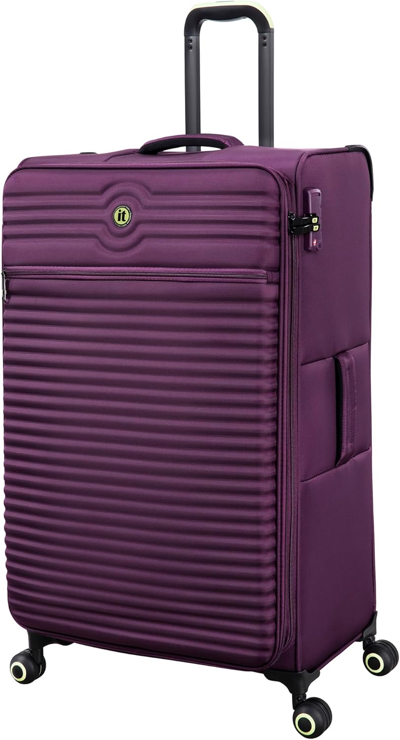 It Luggage Circulator 32 Softside Checked 8 Wheel Expandable Spinner, Italian Plum